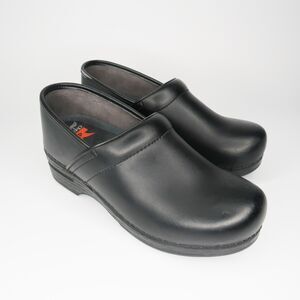 Dansko XP Pull-Up Black Work Duty‎ Leather Stapled Clog Shoe Size 40 US 9.5